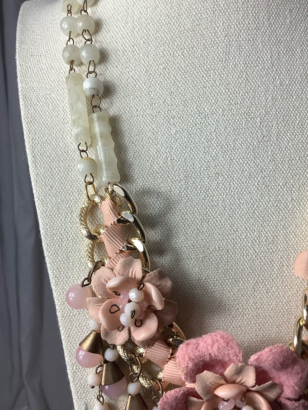 Pink Floral Statement Necklace - Picture 2 of 5
